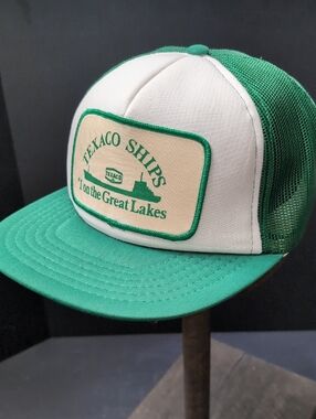 VGT,Texaco Ships Men's Green/White Mesh, Snapback Trucker Hat.